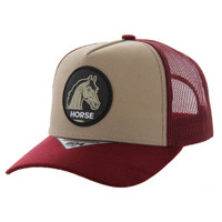 SM104 HORSE , COTTON/SUEDE TRUCKER - KHAKI/BURGUNDY/BURGUNDY