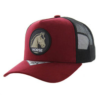 SM104 HORSE , SUEDE TRUCKER - BURGUNDY/BLACK