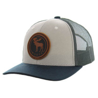 KSM185 MOOSE , CANVAS/OIL  LEATHER TRUCKER - LIGHT GRAY/NAVY/CHARCOAL