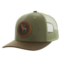 KSM185 MOOSE , CANVAS/OIL  LEATHER TRUCKER - OLIVE/BROWN/KHAKI