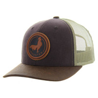 KSM185 ROOSTER , CANVAS/OIL  LEATHER TRUCKER - BROWN/BROWN/KHAKI