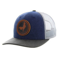 KSM185 ROOSTER , CANVAS/OIL  LEATHER TRUCKER - NAVY/CHARCOAL/GRAY