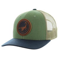 KSM185 SCORPION , CANVAS/OIL  LEATHER TRUCKER - GREEN/NAVY/KHAKI
