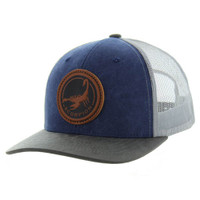 KSM185 SCORPION , CANVAS/OIL  LEATHER TRUCKER - NAVY/CHARCOAL/GRAY