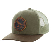 KSM185 WOLF , CANVAS/OIL  LEATHER TRUCKER - OLIVE/BROWN/KHAKI