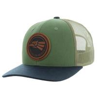 KSM185 HECHO EN MEXICO , CANVAS/OIL  LEATHER TRUCKER - GREEN/NAVY/KHAKI