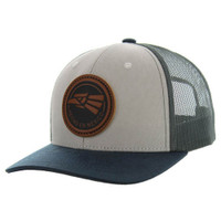 KSM185 HECHO EN MEXICO , CANVAS/OIL  LEATHER TRUCKER - LIGHT GRAY/NAVY/CHARCOAL