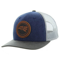 KSM185 HECHO EN MEXICO , CANVAS/OIL  LEATHER TRUCKER - NAVY/CHARCOAL/GRAY