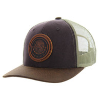 KSM185 MEXICO , CANVAS/OIL  LEATHER TRUCKER - BROWN/BROWN/KHAKI