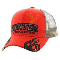 VM361 HUNTER OUTDOOR SPORTS , TRUCKER - ORANGE/HUNTING CAMO