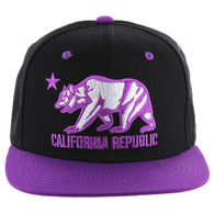 SM025 Cali Bear Snapback (black & purple)