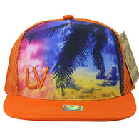 SM853 las vegas Mesh Snapback Cap Hat (Solid Orange)