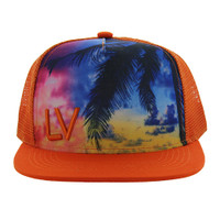 SM853 las vegas Mesh Snapback Cap Hat (Solid Orange)