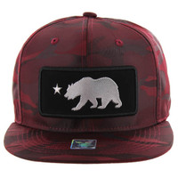 SM250 CALI BEAR SNAPABCK, NYLON CAMO-BURGUNDY