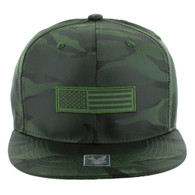 SM1007 USA Flag Snapback Cap (Solid olive camo)