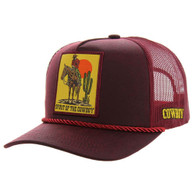 SM019 COWBOY , OIL LEATHER TRUCKER - BURGUNDY