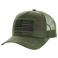 VM9003 USA FLAG , TRUCKER - #12 OLIVE CAMO/OLIVE