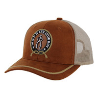 SM146 COWBOY , SUEDE TRUCKER - BURNT ORANGE/KHAKI