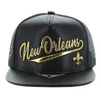 SM171 NEW ORLEANS , CARBON PU TRUKCER - BLACK
