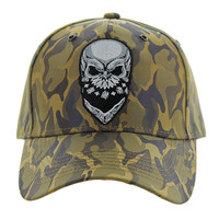 VM587 SKULL NYLON CAMO VELCRO CAP (KHAKI)