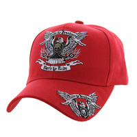 VM271 RIDE TO FREEDOM, BORN TO RIDE VELCRO CAP (SOLID RED)