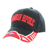 VM421 DOMINICAN REPUBLIC COUNTRY VELCRO CAP (BLACK & RED)