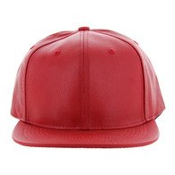 SP1001 BLANK PU SNAPBACK HAT (SOLID RED)