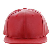 SP1001 BLANK PU SNAPBACK HAT (SOLID RED)