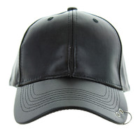 VP019 BLANK BASEBALL VELCRO CAP (SOLID BLACK PU WITH RING)
