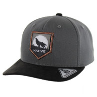 KSM532 NATIVE WOLF , COTTON WITH SUEDE VISOR - CHARCOAL/BLACK