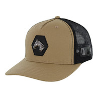 SM324 HORSE, TRUCKER DOUBLE SNAPABCK-KHAKI/BLACK