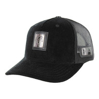 SM327 HORSE CORDUROY, TRUCKER DOUBLE SNAPABCK-BLACK/BLACK