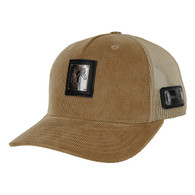 SM327 HORSE CORDUROY, TRUCKER DOUBLE SNAPABCK-KHAKI/KHAKI