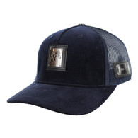 SM327 HORSE CORDUROY, TRUCKER DOUBLE SNAPABCK-NAVY/NAVY