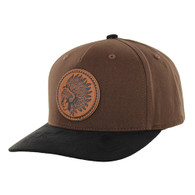 KSM651 NATIVE CHIEF, COTTON WITH SUEDE VISOR-BROWN/BLACK