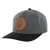 KSM651 NATIVE CHIEF, COTTON WITH SUEDE VISOR-CHARCOAL/BLACK