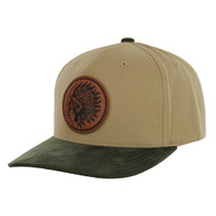 KSM651 NATIVE CHIEF, COTTON WITH SUEDE VISOR-KHAKI/OLIVE