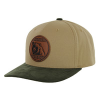 KSM654 NATIVE BEAR, COTTON WITH SUEDE VISOR-KHAKI/OLIVE