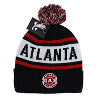 WB256 ATLANTA , POM BEANIE - BLACK/RED
