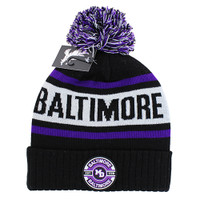 WB256 BALTIMORE , POM BEANIE - BLACK/PURPLE