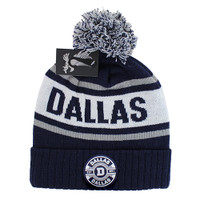 WB256 DALLAS , POM BEANIE - NAVY/L GRAY