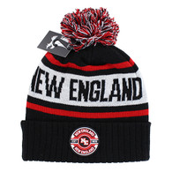 WB256 NEW ENGLAND , POM BEANIE - BLACK/RED