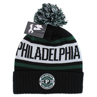 WB256 PHILADELPHIA , POM BEANIE - BLACK/DARK GREEN