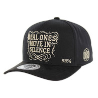 BBB007 REAL ONES MOVE IN SILENCE SNAPBACK, COTTON WITH SUEDE, BLACK/BLACK