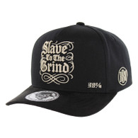 BBB008 SLAVE TO THE GRIND SNAPBACK, COTTON WITH SUEDE, BLACK/BLACK
