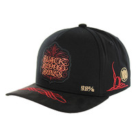 BBB013 BLACK BLOOD BONES SNAPBACK, COTTON WITH SUEDE, BLACK/BLACK