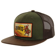 SM226 RODEO, COTTON WITH OIL LEATHER VISOR, TRUCKER-OLIVE/BROWN