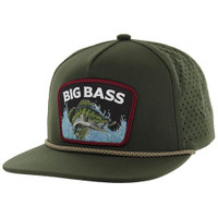 SM308 BIG BASS-1, PERFORATED WITH ROPE, SNAPBACK-OLIVE