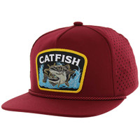 SM308 CATFISH, PERFORATED WITH ROPE, SNAPBACK-BURGUNDY