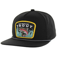 SM308 RAINBOW TROUT, PERFORATED WITH ROPE, SNAPBACK-BLACK